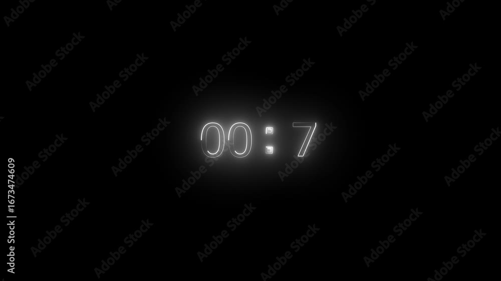 Fototapete neon 10 second digital timer. 10 second , digital positive countdown. seconds on transparent backgro