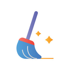 Mop Cleaning Tool Flat Color Icon: Floor Cleaning and Housework