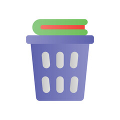 Laundry Basket Household Flat Color Icon: Clothes and Washing