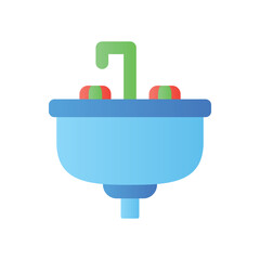 Sink Bathroom Fixture Lineal Color Icon: Hygiene and Washing