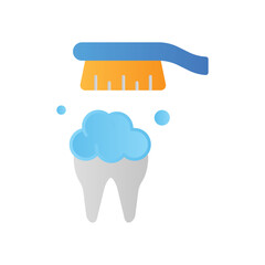 Brushing Teeth Oral Hygiene Flat Color Icon: Personal Care and Dental Health