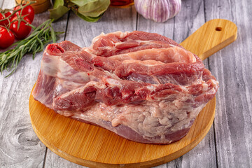 Raw spare pork ribs meat