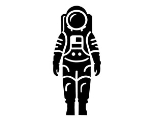 astronaut icon, black and white style image, vector illustration
