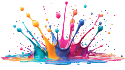 colorful paint splash isolated on white or transparent background
