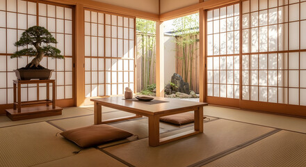 Home wellness space with Japanese aesthetics A tranquil retreat for mindful living