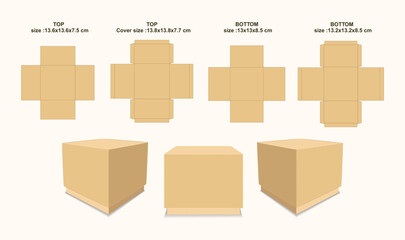 Cube box cutting Out template and Mockup EPS Vector
