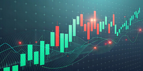 Stock Market Candlestick Chart Illustrating Bullish and Bearish Trends for Investment Strategies and Financial Analysis depicting Growth and Decline