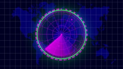 Motion graphic of Indigo radar screen searching an object with digital technology .pink ,cyan color radar blue color mep background . - Powered by Adobe