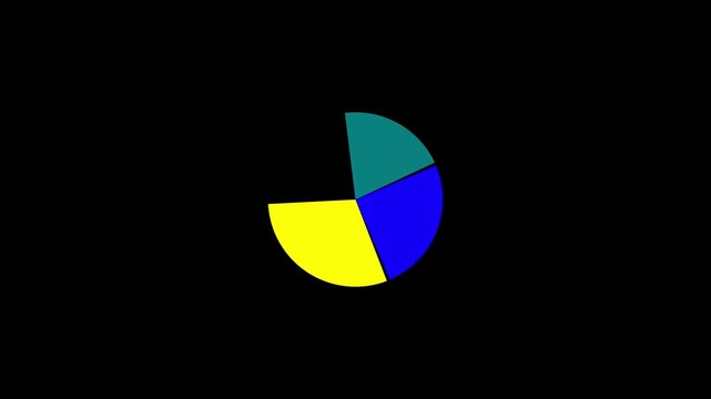 animation of pie chart with and percentage and black background .