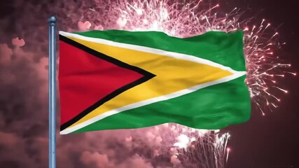 Guyana flag fireworks celebration