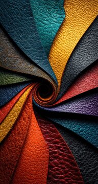 Colorful leather swatches in a spiral