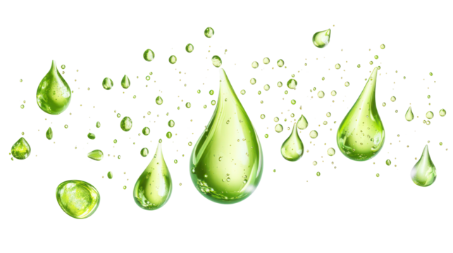 green oil droplets clear isolated on white or transparent background - Powered by Adobe