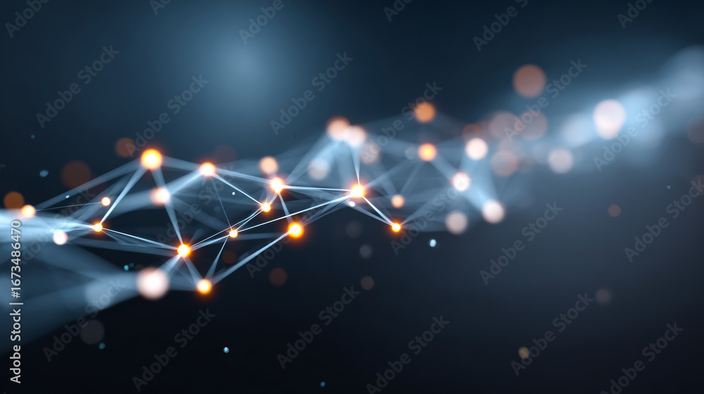 Poster abstract light network art. this dynamic network of lights and connections creates an intriguing vis