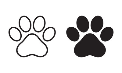 Animal Paw Icon Set. Vector Symbols on White Background