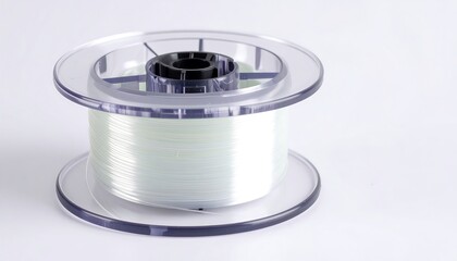 Clear plastic spool with pale green fiber