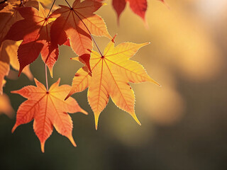 Obraz premium Autumn Maple Leaves with Golden Light