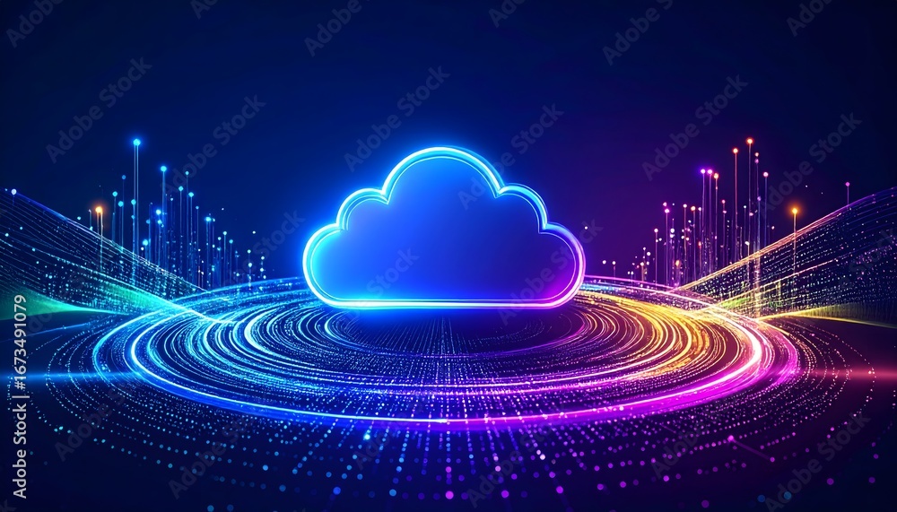 Aufkleber cloud computing technology abstract background digital data network