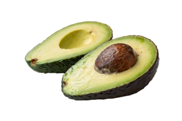 Green avocado with a brown seed in the middle