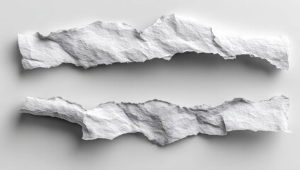 Two torn pieces of white paper
