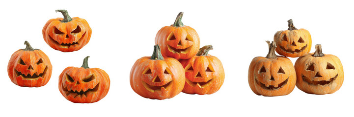 Stack of Halloween Jack-o'-Lanterns with Varying Expressions