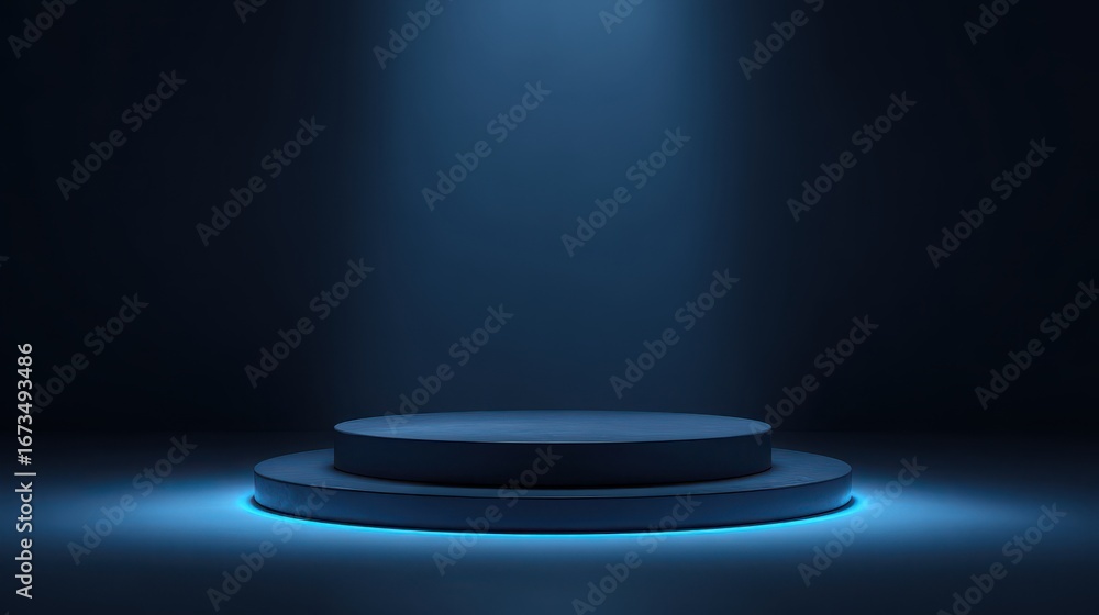 Aufkleber stunning photo of dark blue stage podium 3d background product platform of empty scene presentation 
