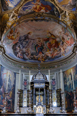Interior of the historic Santa Maria della Passione church in Milan, Italy