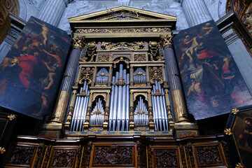 Interior of the historic Santa Maria della Passione church in Milan, Italy