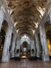 Interior of the historic Santa Maria della Passione church in Milan, Italy