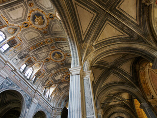 Interior of the historic Santa Maria della Passione church in Milan, Italy