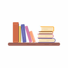 shelf with books. Vector illustration on white background