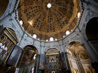 Interior of the historic Santa Maria della Passione church in Milan, Italy