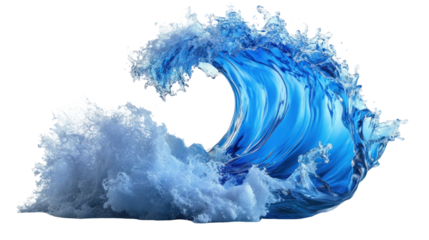 majestic ocean wave a blue symphony of natures power isolated on white or transparent background