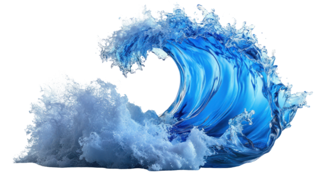 majestic ocean wave a blue symphony of natures power isolated on white or transparent background