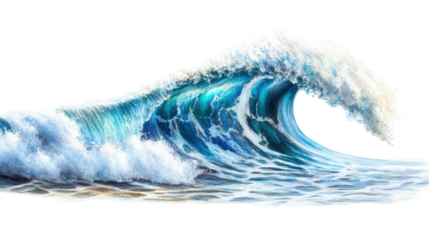 majestic ocean wave a blue symphony of natures power isolated on white or transparent background