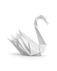 Origami Swan In White Background