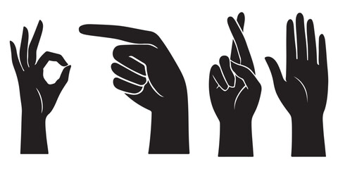 Hand Gesture Silhouette Vector Set of Signs and Symbols