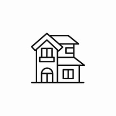 two story house icon sign vector