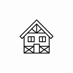 wooden house building icon sign vector