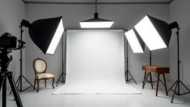 Studio setup with camera and lighting photography studio
