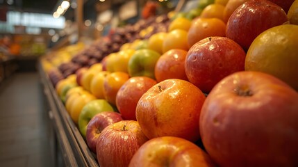 Fresh Apples Display - Close-up of shiny apples. Fresh and healthy produce.
​