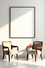 Two elegant chairs with a blank frame armchair furniture