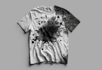 Monochrome graphic tee, ink splatters