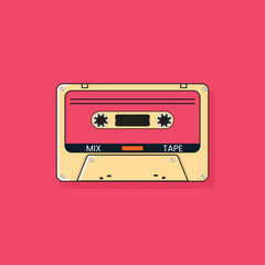 Obraz premium Cassette tape Retro vintage mixtape vector illustration on isolated white&nbsp;background.