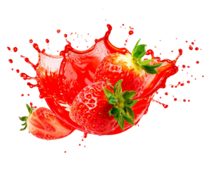 Bright red fruits such as strawberries on a white background