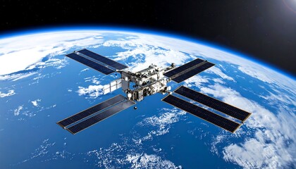 Space station orbiting Earth (2)