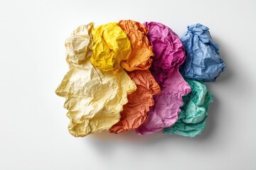 Colorful crumpled paper profiles