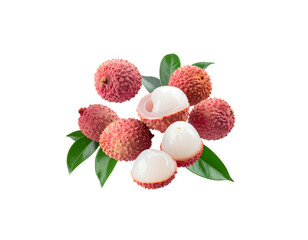 Fresh and juicy tropical fruit lychee isolated on white background