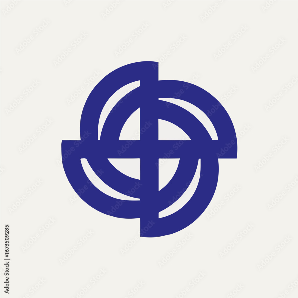 Poster elegant modern logo design with intersecting arcs creating a dynamic symbol for branding.