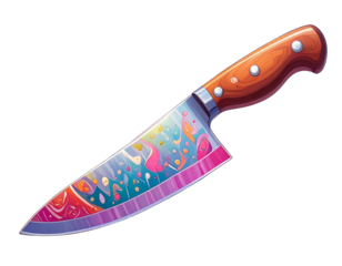  Cartoon-Style Meat Cleaver with Bold Blade and Handle, Playful Illustration, Isolated PNG