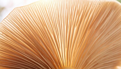 Close-Up of Delicate Mushroom Gills with Intricate Texture Details